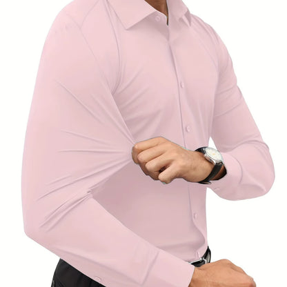 Slim Fit Long Sleeve Men'S Dress Shirt Elastic Silk Tan Color Japanese Retro Style Loose Fit Printed Shirt for Teenagers And...