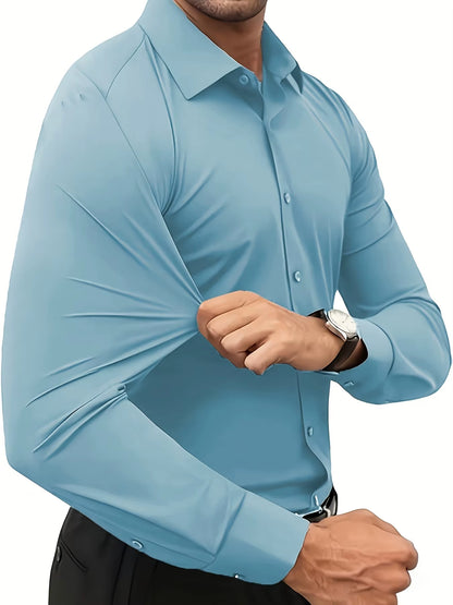 Slim Fit Long Sleeve Men'S Dress Shirt Elastic Silk Tan Color Japanese Retro Style Loose Fit Printed Shirt for Teenagers And...