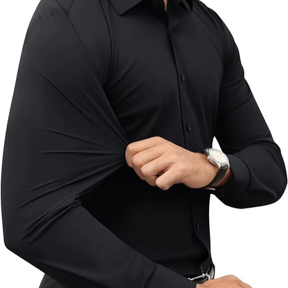 Slim Fit Long Sleeve Men'S Dress Shirt Elastic Silk Tan Color Japanese Retro Style Loose Fit Printed Shirt for Teenagers And...