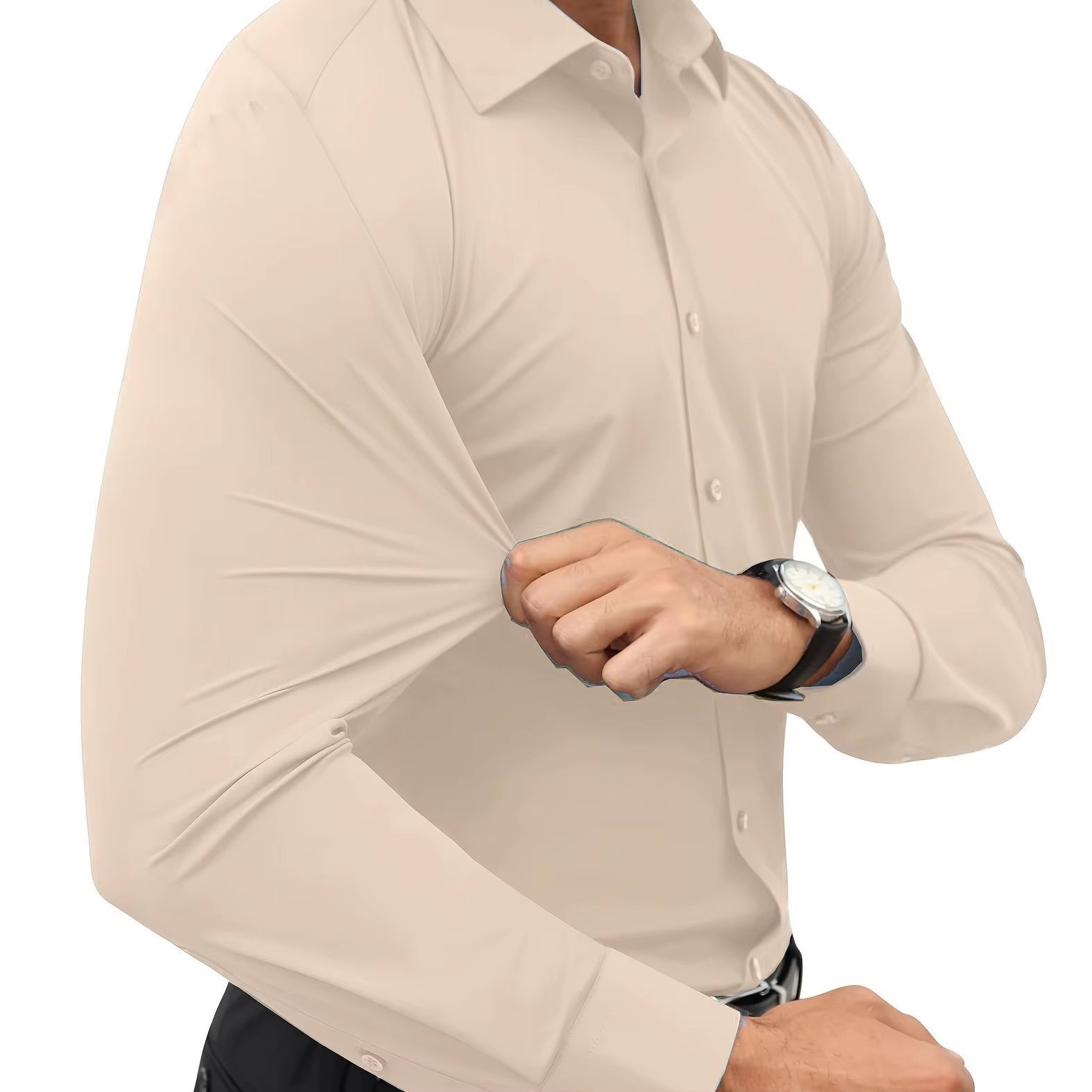 Slim Fit Long Sleeve Men'S Dress Shirt Elastic Silk Tan Color Japanese Retro Style Loose Fit Printed Shirt for Teenagers And...