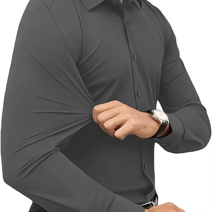 Slim Fit Long Sleeve Men'S Dress Shirt Elastic Silk Tan Color Japanese Retro Style Loose Fit Printed Shirt for Teenagers And...